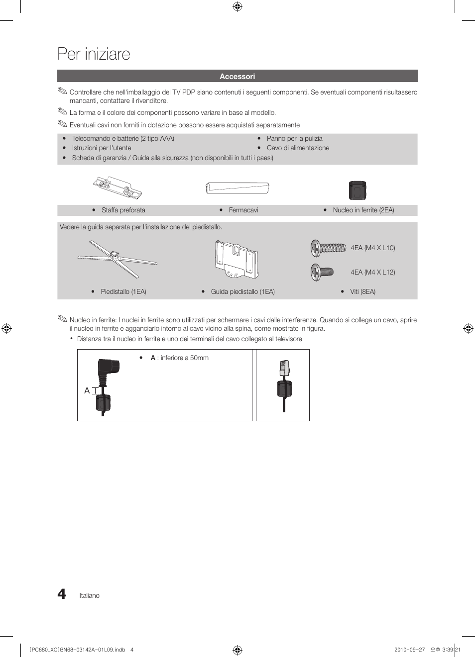 Per iniziare | Samsung PS50C680G5W User Manual | Page 212 / 474