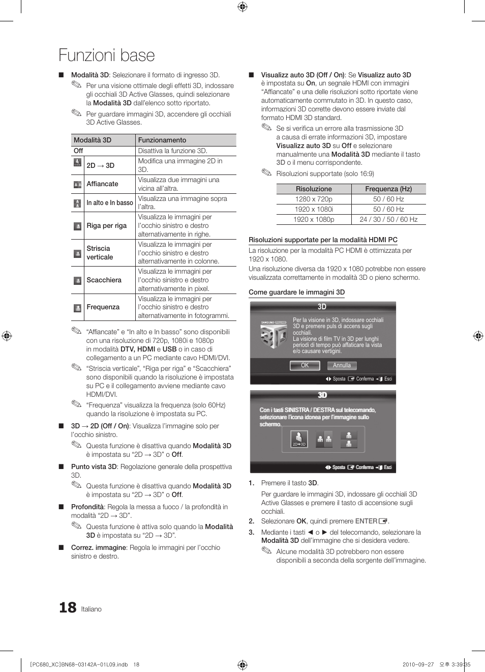Funzioni base | Samsung PS50C680G5W User Manual | Page 226 / 474