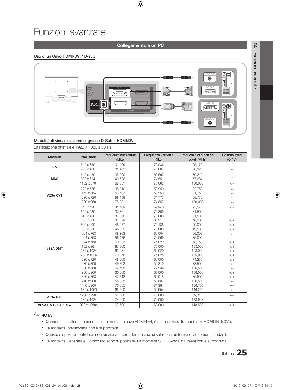 Funzioni avanzate | Samsung PS50C680G5W User Manual | Page 233 / 474