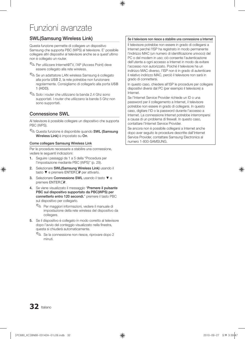 Funzioni avanzate | Samsung PS50C680G5W User Manual | Page 240 / 474