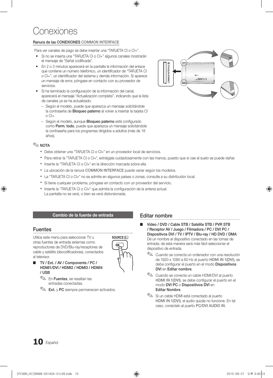 Conexiones | Samsung PS50C680G5W User Manual | Page 272 / 474