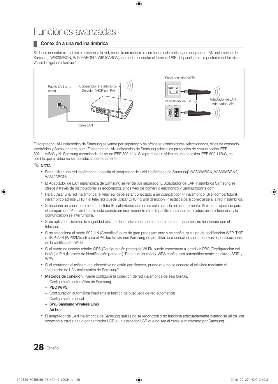 Funciones avanzadas | Samsung PS50C680G5W User Manual | Page 290 / 474