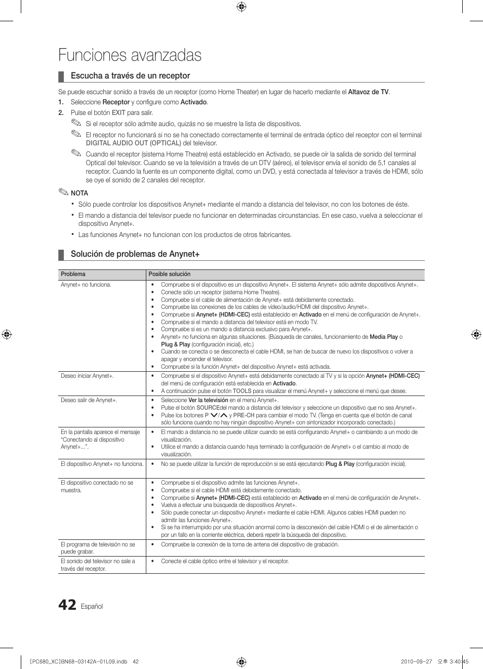 Funciones avanzadas | Samsung PS50C680G5W User Manual | Page 304 / 474