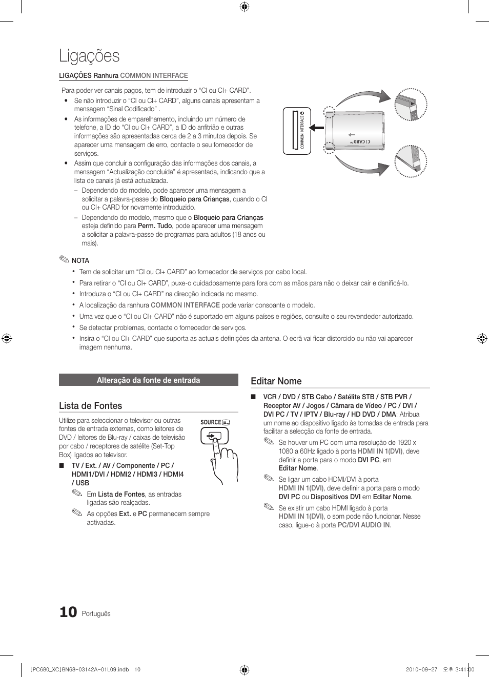 Ligações | Samsung PS50C680G5W User Manual | Page 324 / 474