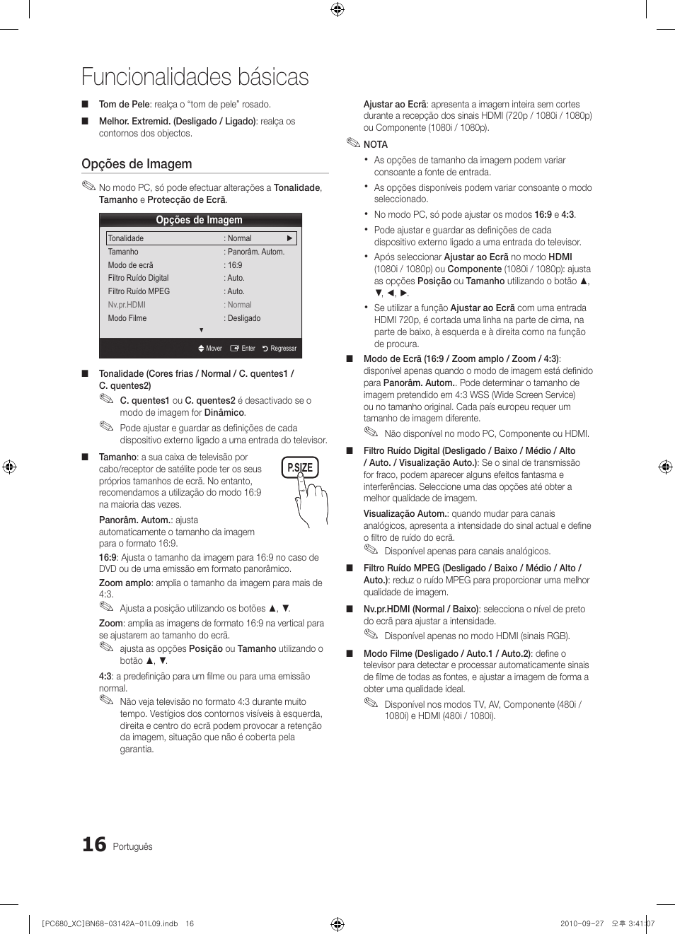 Funcionalidades básicas | Samsung PS50C680G5W User Manual | Page 330 / 474