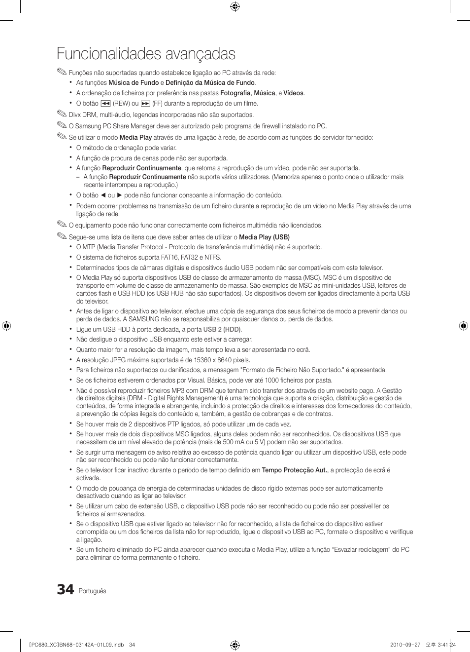 Funcionalidades avançadas | Samsung PS50C680G5W User Manual | Page 348 / 474