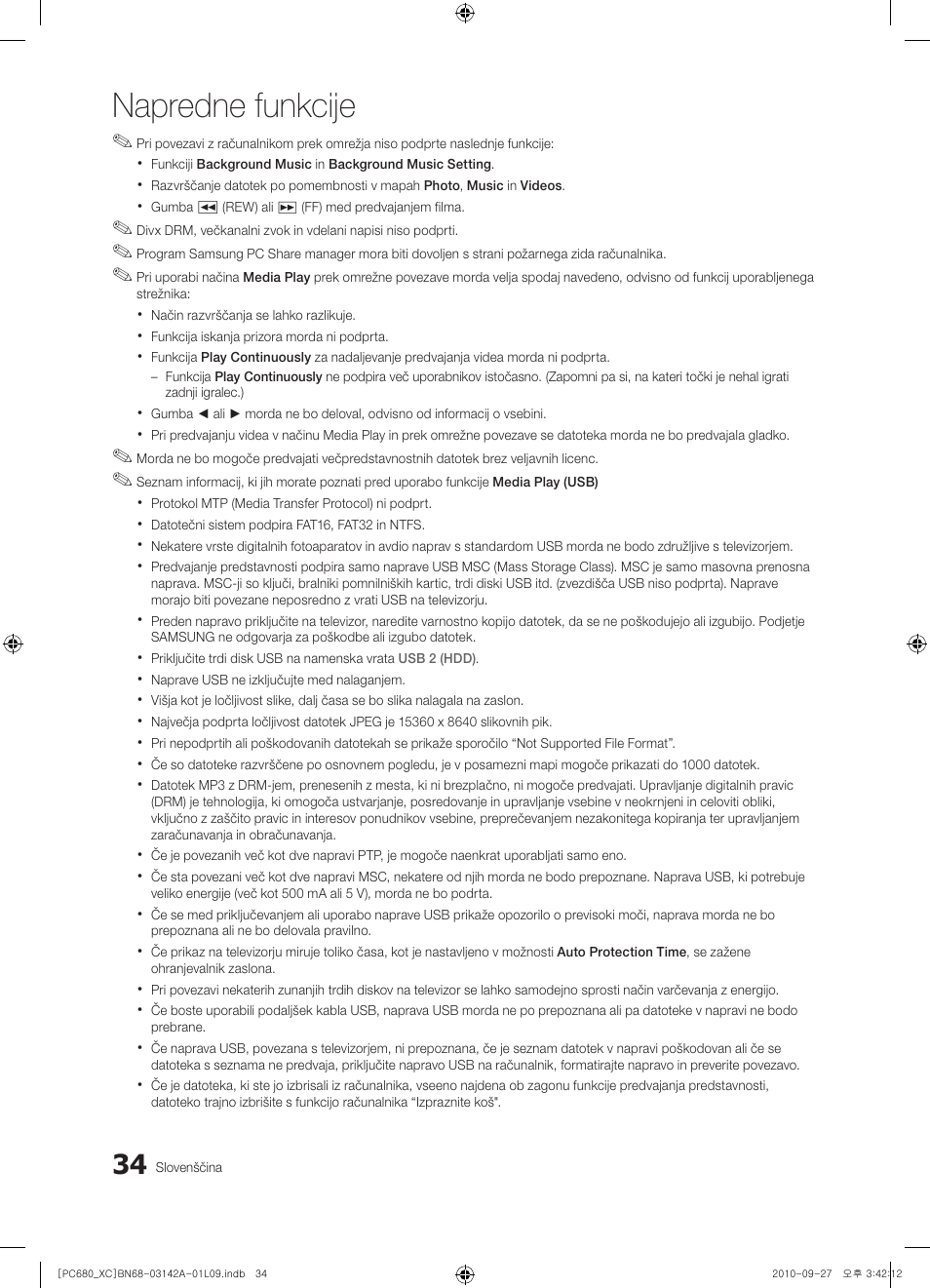 Napredne funkcije | Samsung PS50C680G5W User Manual | Page 400 / 474