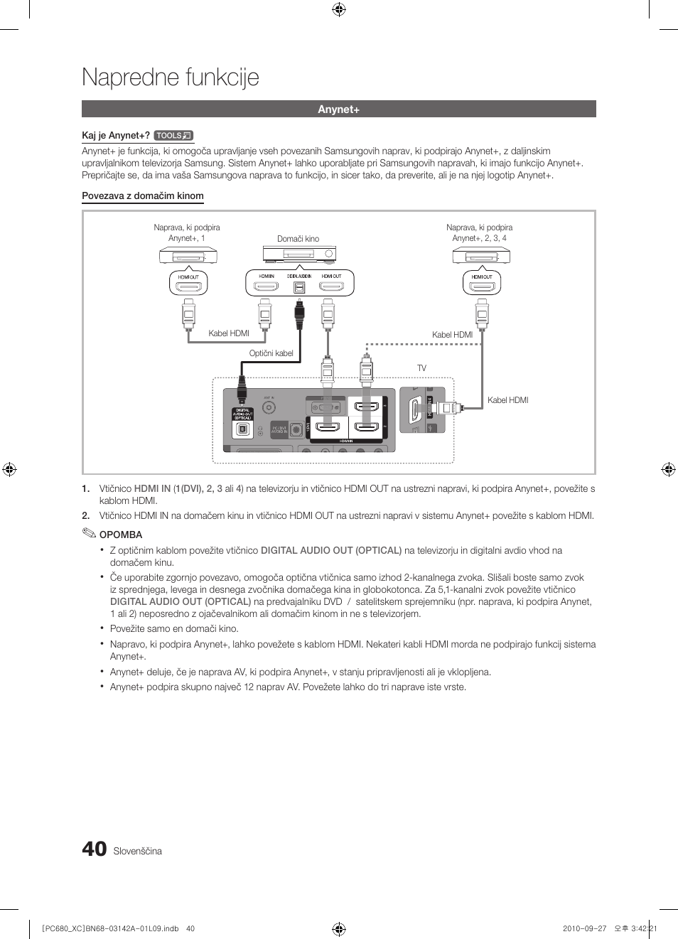 Napredne funkcije | Samsung PS50C680G5W User Manual | Page 406 / 474