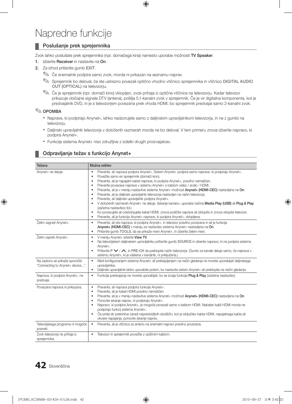 Napredne funkcije | Samsung PS50C680G5W User Manual | Page 408 / 474