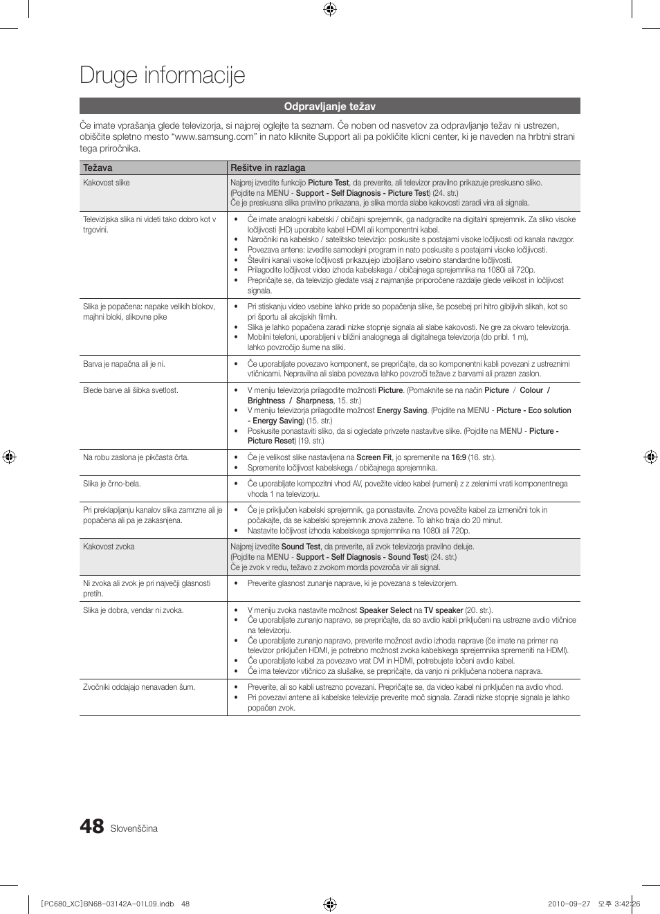 Druge informacije | Samsung PS50C680G5W User Manual | Page 414 / 474