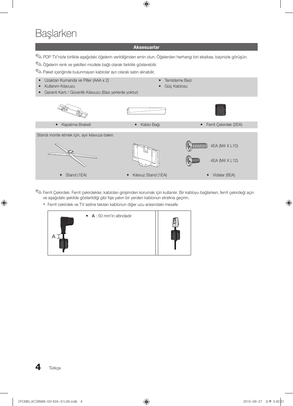 Başlarken | Samsung PS50C680G5W User Manual | Page 423 / 474
