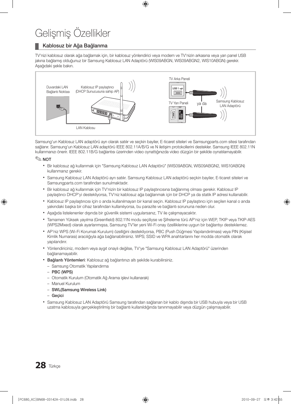 Gelişmiş özellikler | Samsung PS50C680G5W User Manual | Page 447 / 474