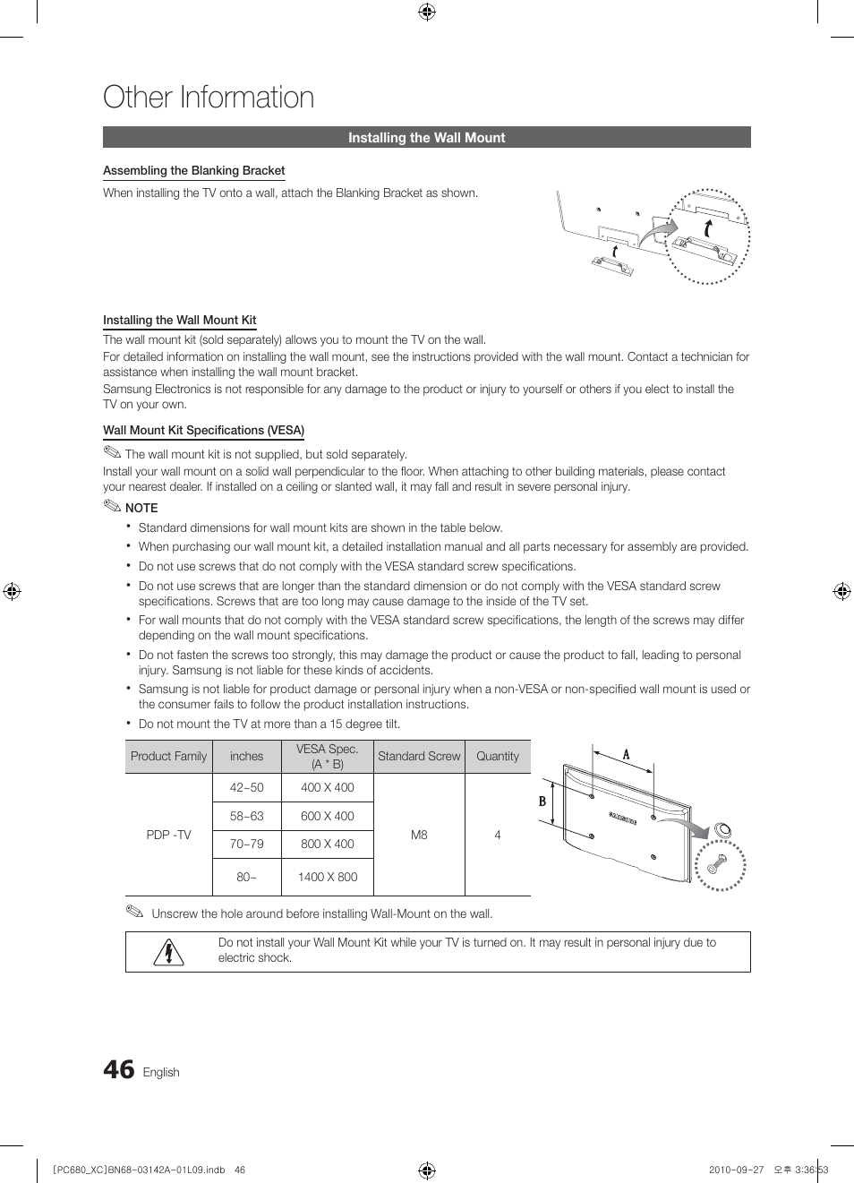 Other information | Samsung PS50C680G5W User Manual | Page 46 / 474
