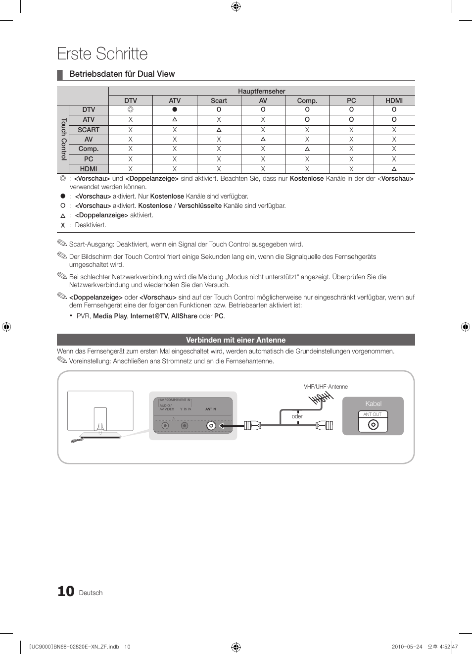 Erste schritte | Samsung UE46C9000ZW User Manual | Page 138 / 257