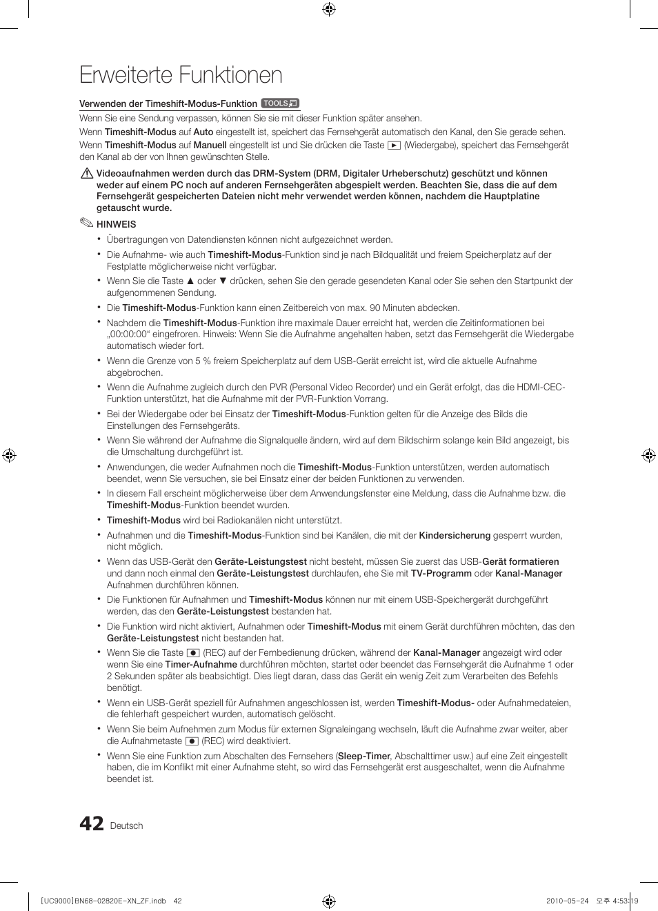 Erweiterte funktionen | Samsung UE46C9000ZW User Manual | Page 170 / 257