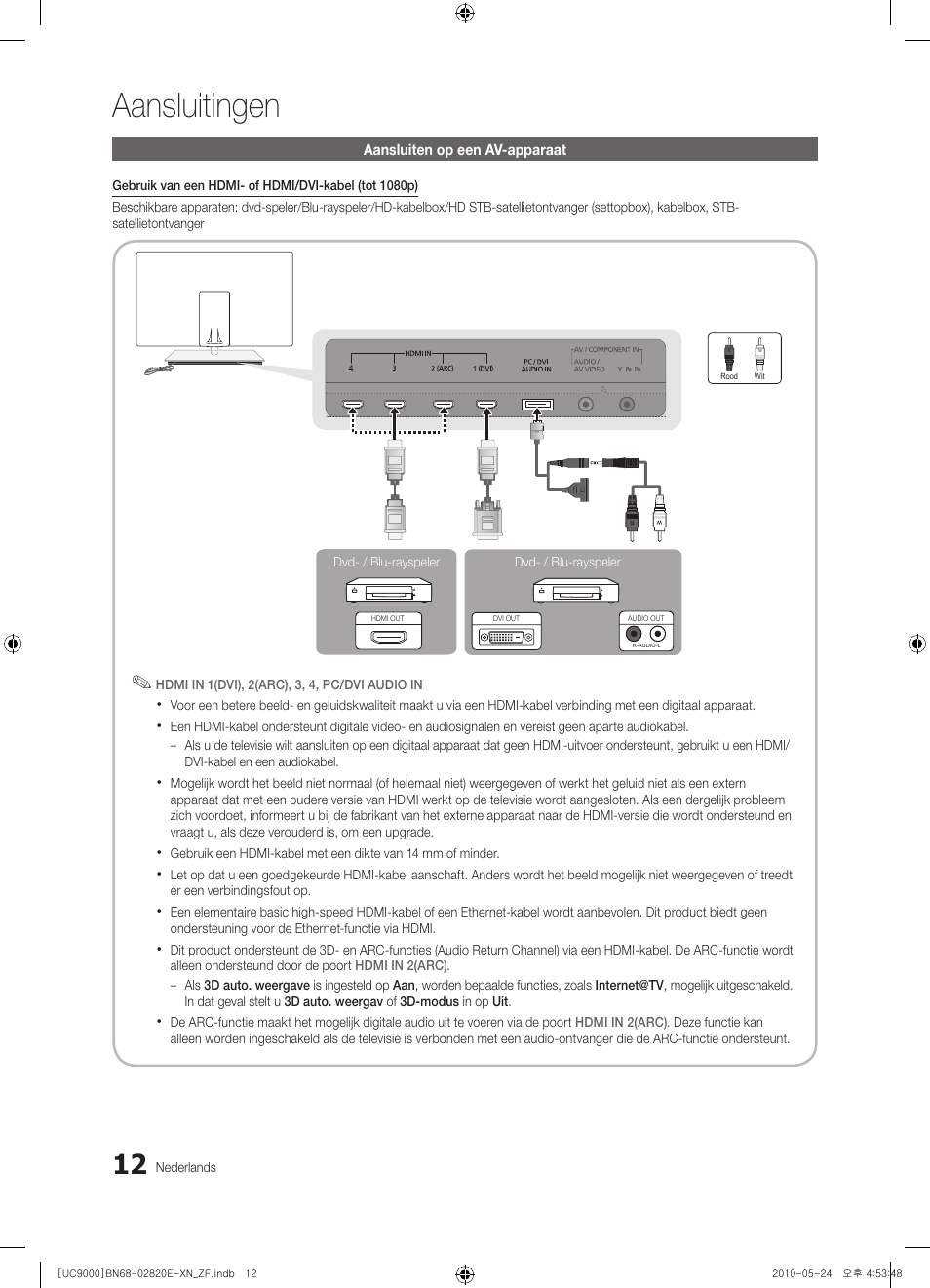 Aansluitingen | Samsung UE46C9000ZW User Manual | Page 204 / 257