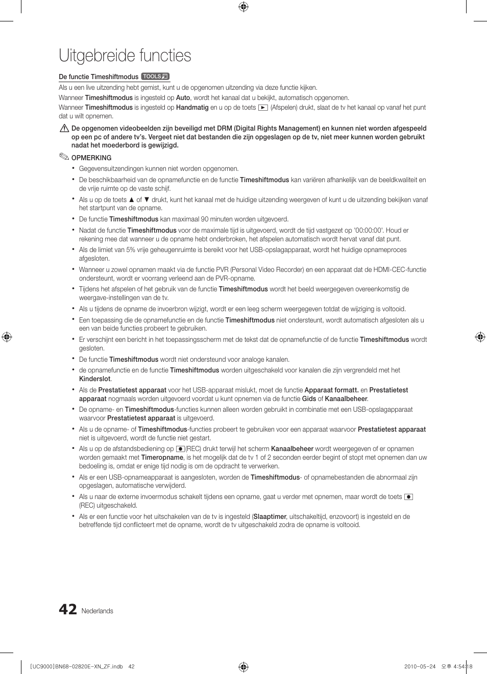 Uitgebreide functies | Samsung UE46C9000ZW User Manual | Page 234 / 257