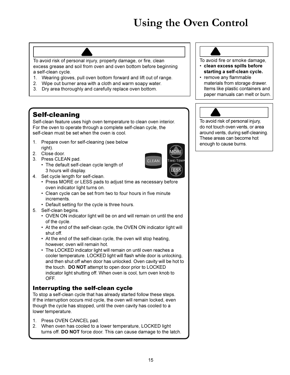 Using the oven control, Caution, Warning | Contd), Do i need to prepare, Self-cleaning | Amana ACS3350 User Manual | Page 15 / 28