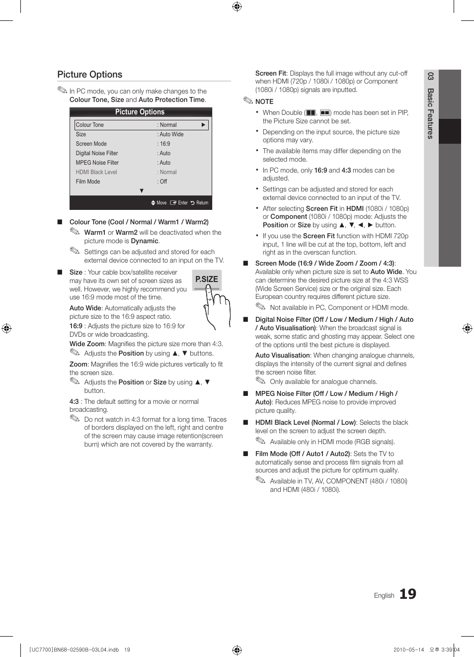 Samsung UE40C7700WS User Manual | Page 19 / 257