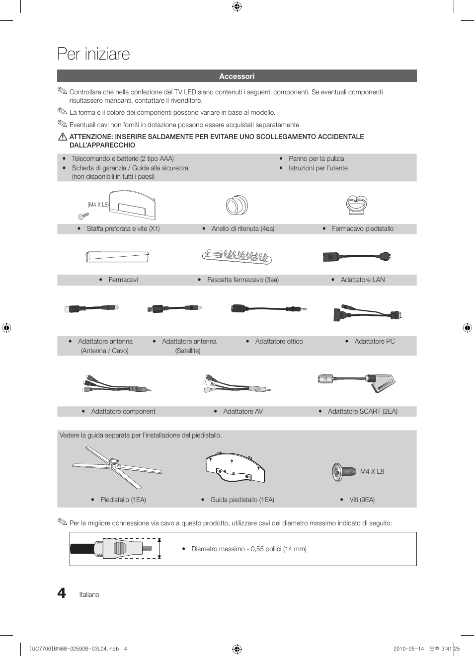 Per iniziare | Samsung UE40C7700WS User Manual | Page 196 / 257