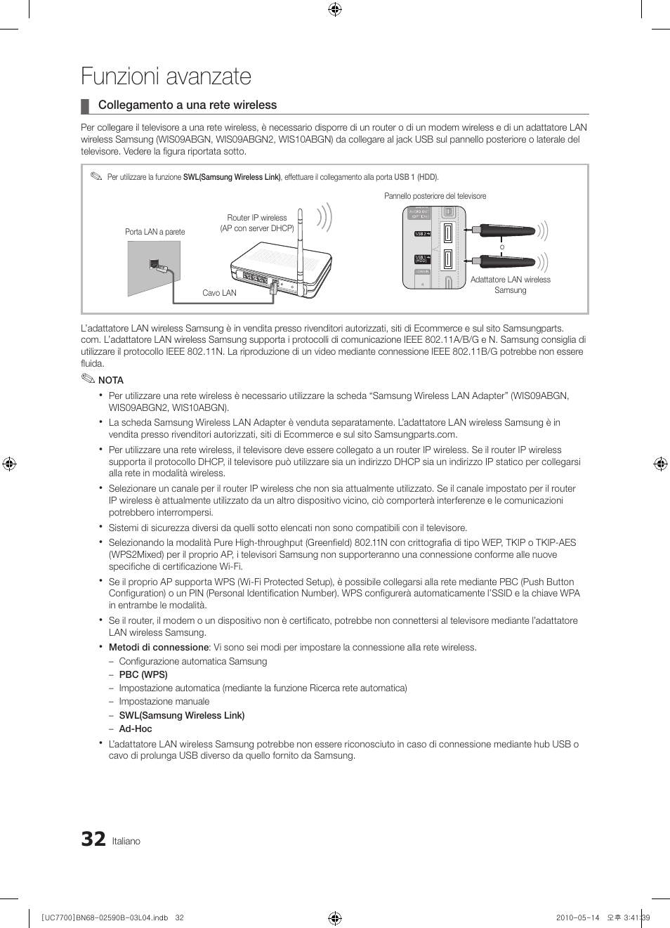 Funzioni avanzate | Samsung UE40C7700WS User Manual | Page 224 / 257