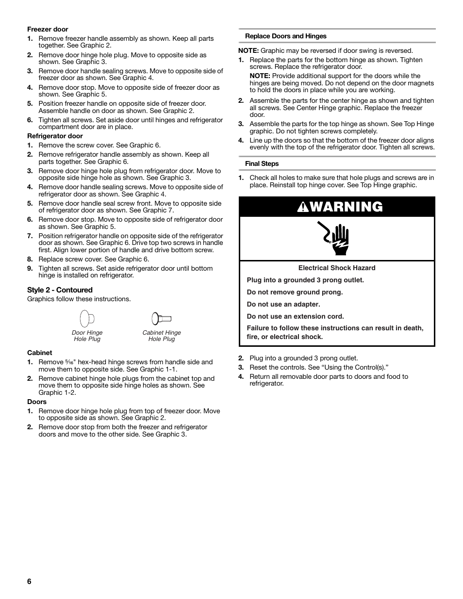Warning | Amana W10214254A User Manual | Page 6 / 42