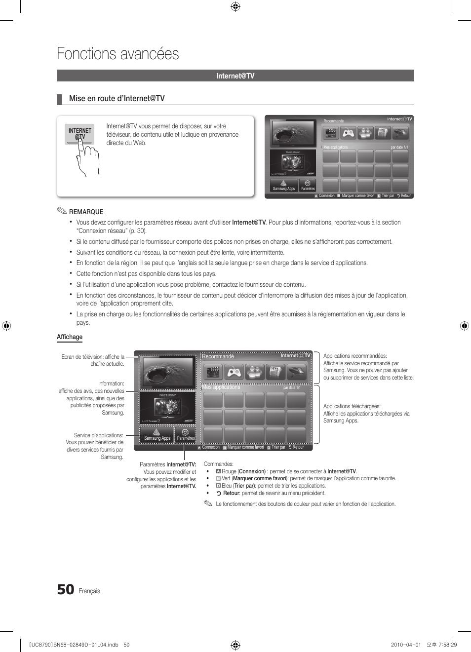 Fonctions avancées | Samsung UE46C8790XZ User Manual | Page 114 / 258