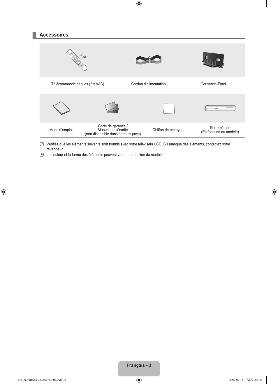Accessoires | Samsung LE46B579A5S User Manual | Page 121 / 221