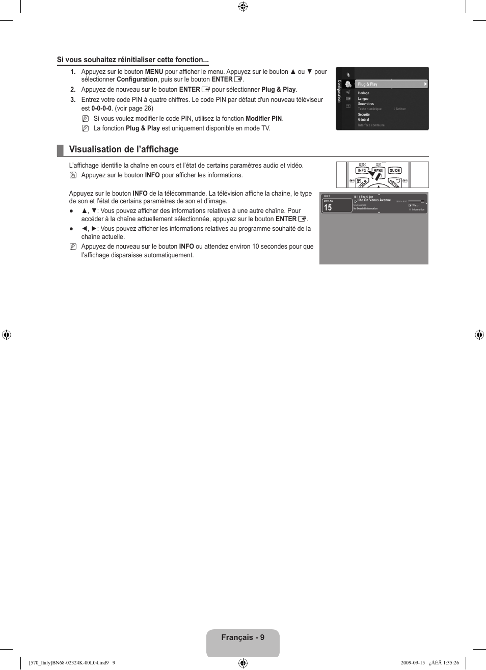 Visualisation de l’affichage | Samsung LE46B579A5S User Manual | Page 127 / 221