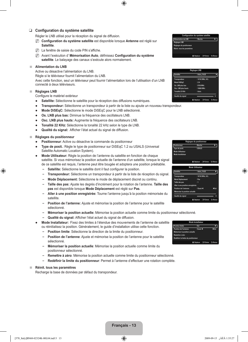 Français - 13 configuration du système satellite | Samsung LE46B579A5S User Manual | Page 131 / 221