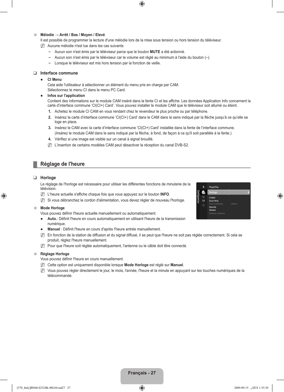 Réglage de l'heure | Samsung LE46B579A5S User Manual | Page 145 / 221