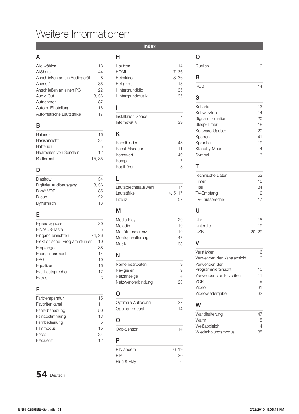 Weitere informationen | Samsung LE46C653M2W User Manual | Page 108 / 217