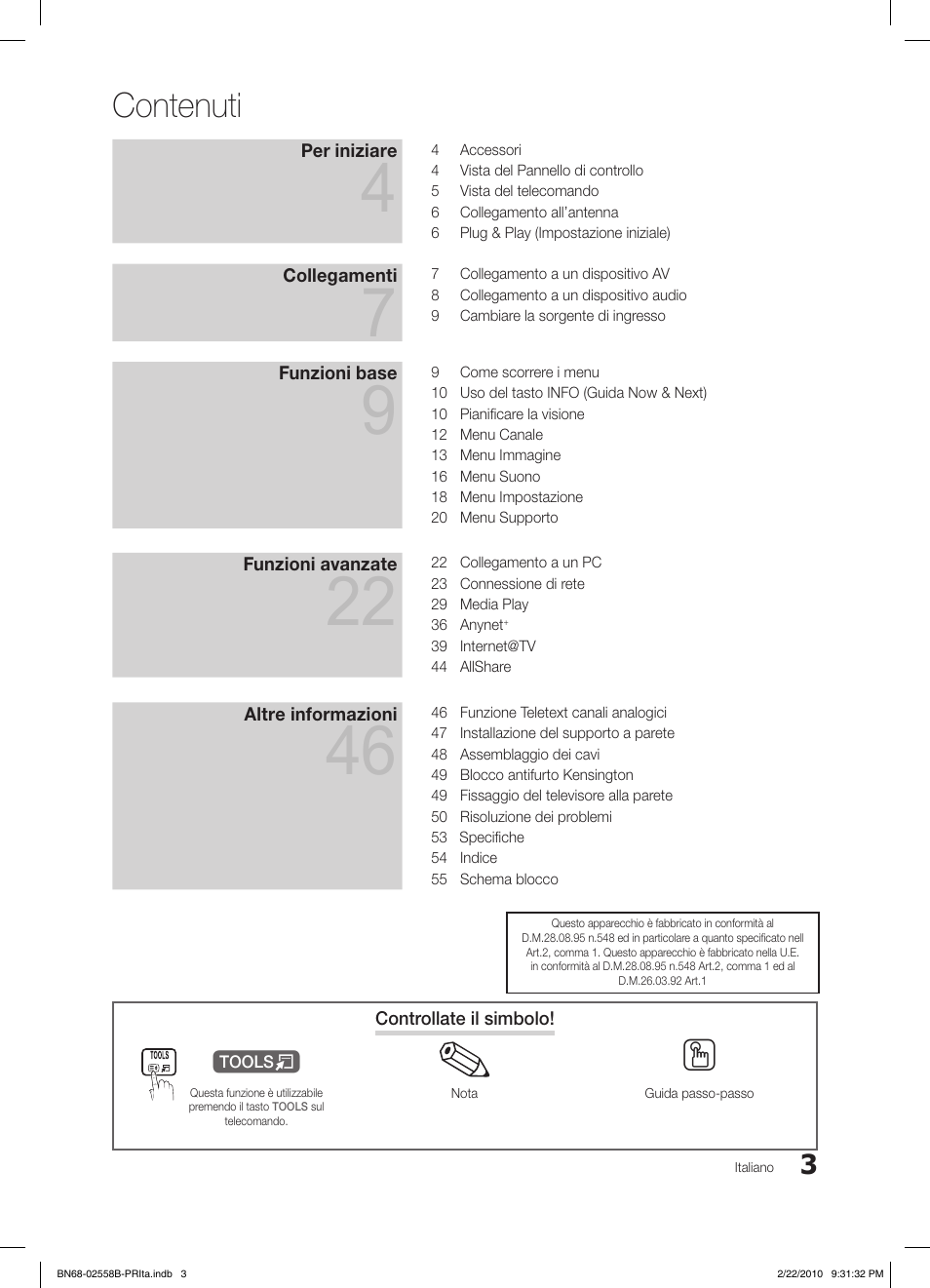 Contenuti | Samsung LE46C653M2W User Manual | Page 165 / 217
