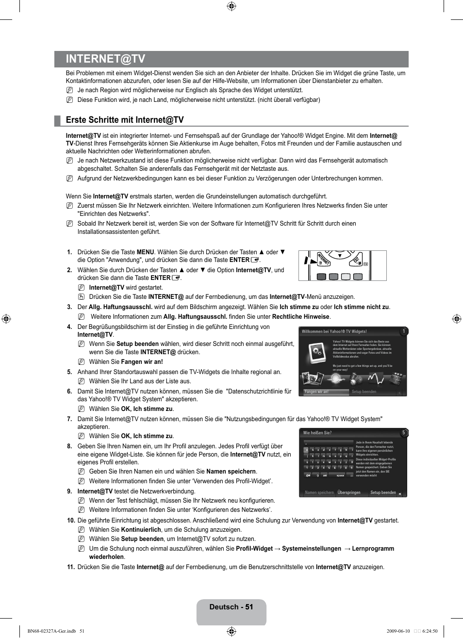 Internet@tv, Erste schritte mit internet@tv | Samsung LE40B750U1P User Manual | Page 137 / 302