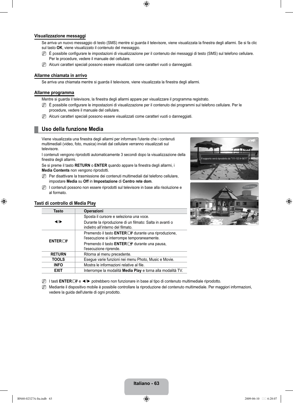 Uso della funzione media | Samsung LE40B750U1P User Manual | Page 289 / 302