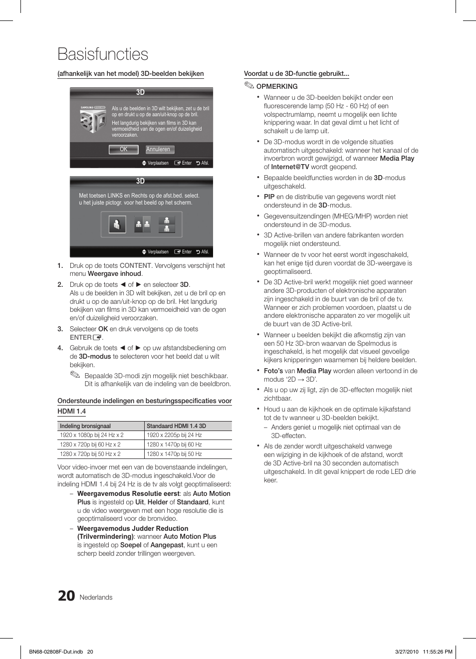 Basisfuncties | Samsung LE40C750R2W User Manual | Page 203 / 245