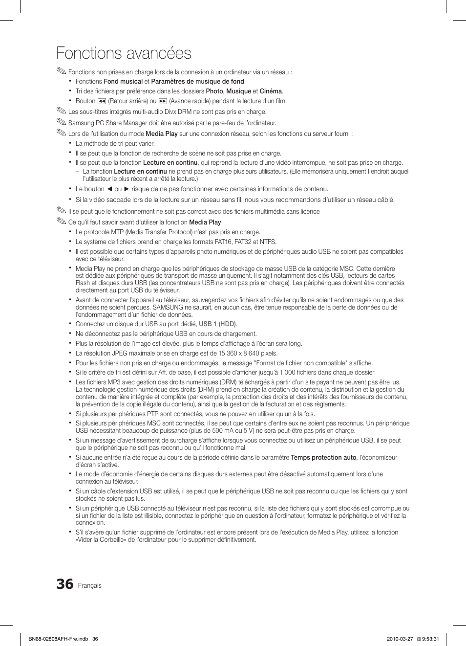 Fonctions avancées | Samsung LE40C750R2W User Manual | Page 97 / 245