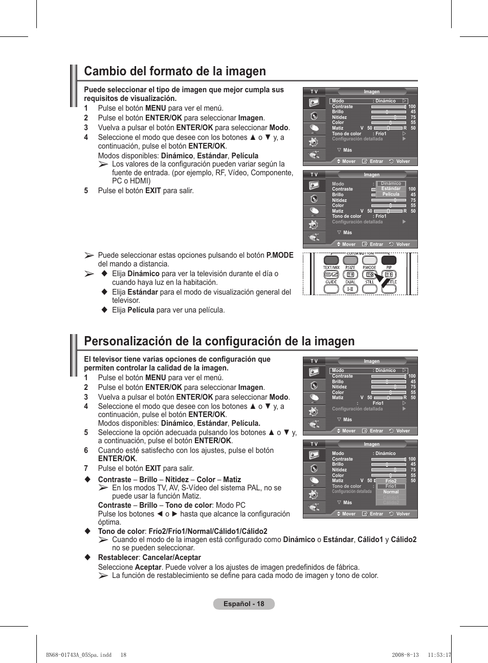Cambio del formato de la imagen, Personalización de la configuración de la imagen, Elija película para ver una película | Samsung PS50A417C2D User Manual | Page 317 / 477