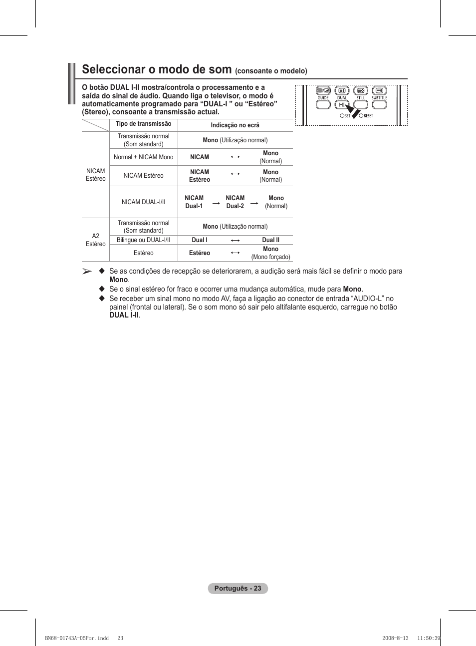Seleccionar o modo de som | Samsung PS50A417C2D User Manual | Page 381 / 477