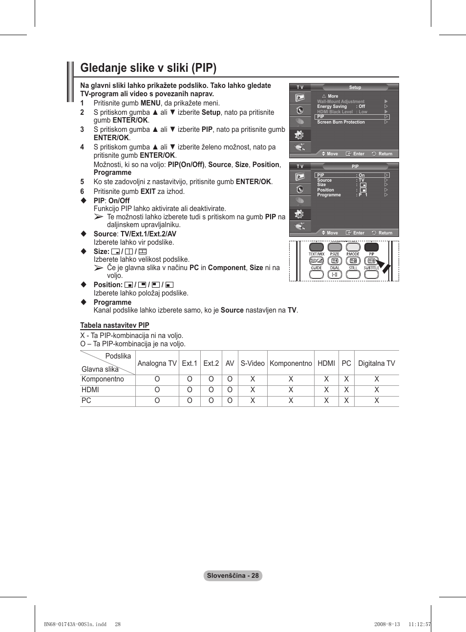 Gledanje slike v sliki (pip) | Samsung PS50A417C2D User Manual | Page 445 / 477