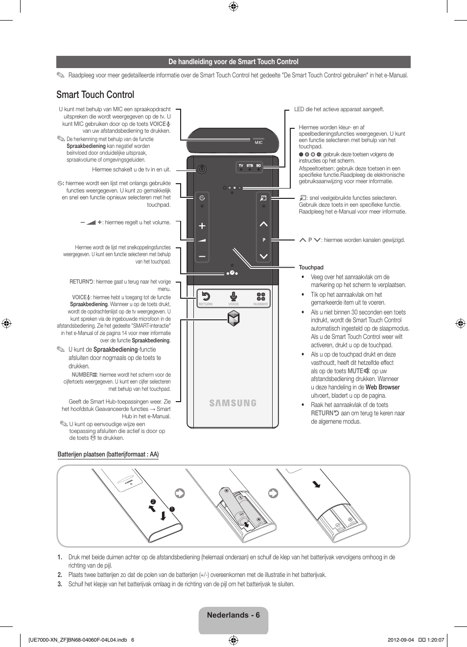 Smart touch control | Samsung UE55ES7000S User Manual | Page 75 / 93