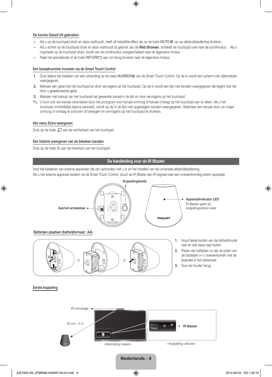 De handleiding voor de ir blaster, Nederlands - 8 | Samsung UE55ES7000S User Manual | Page 77 / 93
