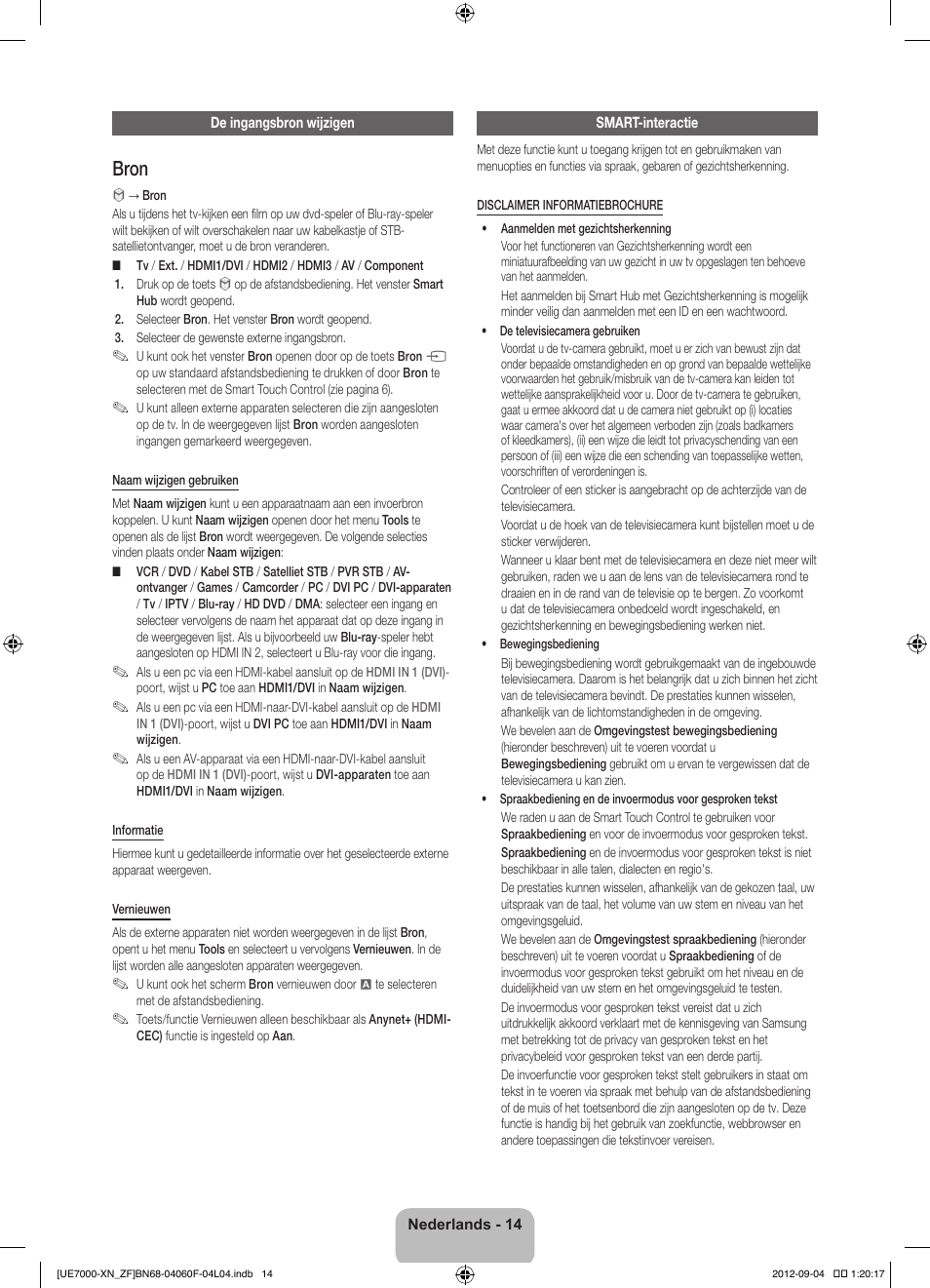 Bron | Samsung UE55ES7000S User Manual | Page 83 / 93