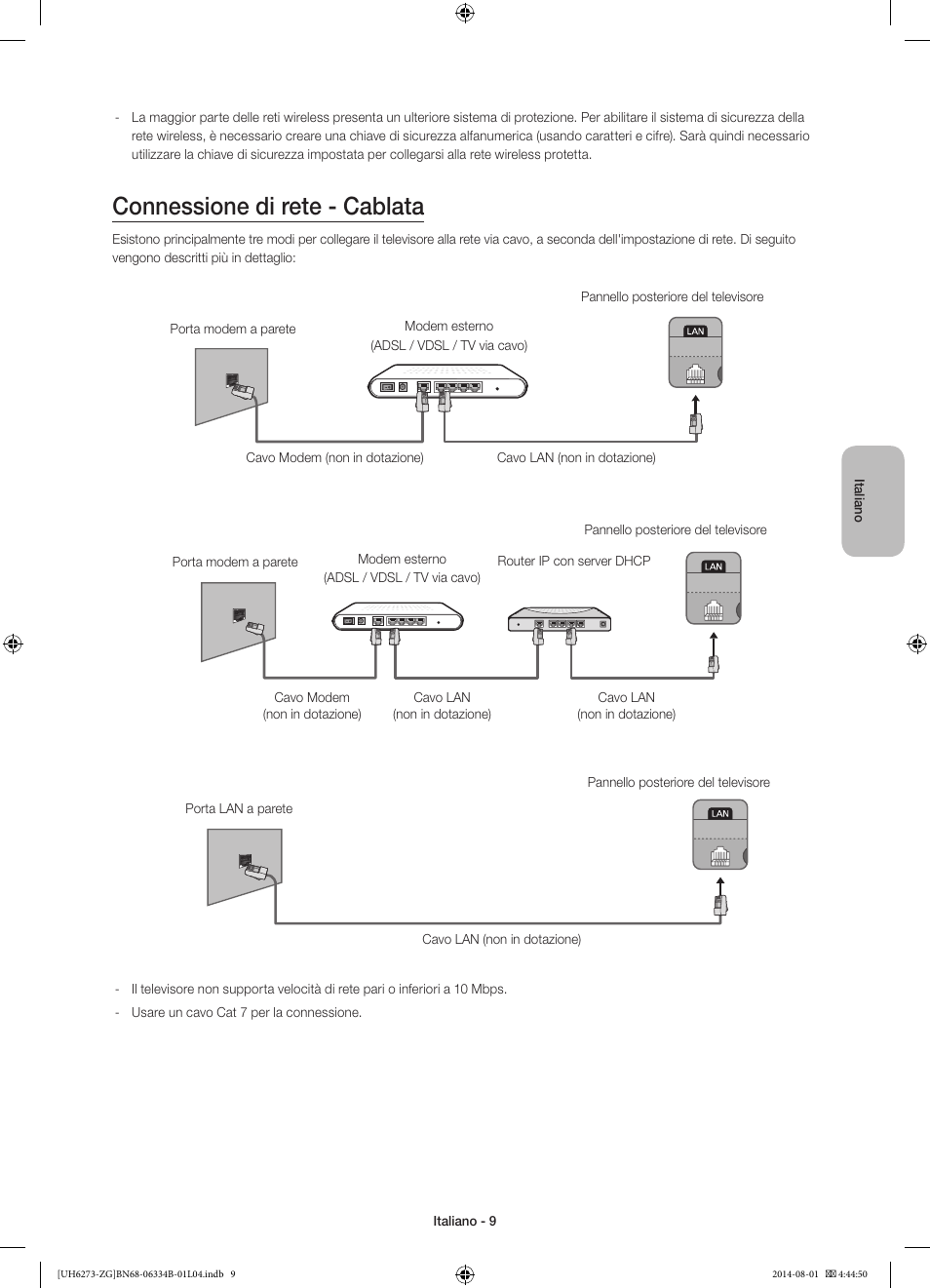 Connessione di rete - cablata | Samsung UE32H5373SS User Manual | Page 69 / 82