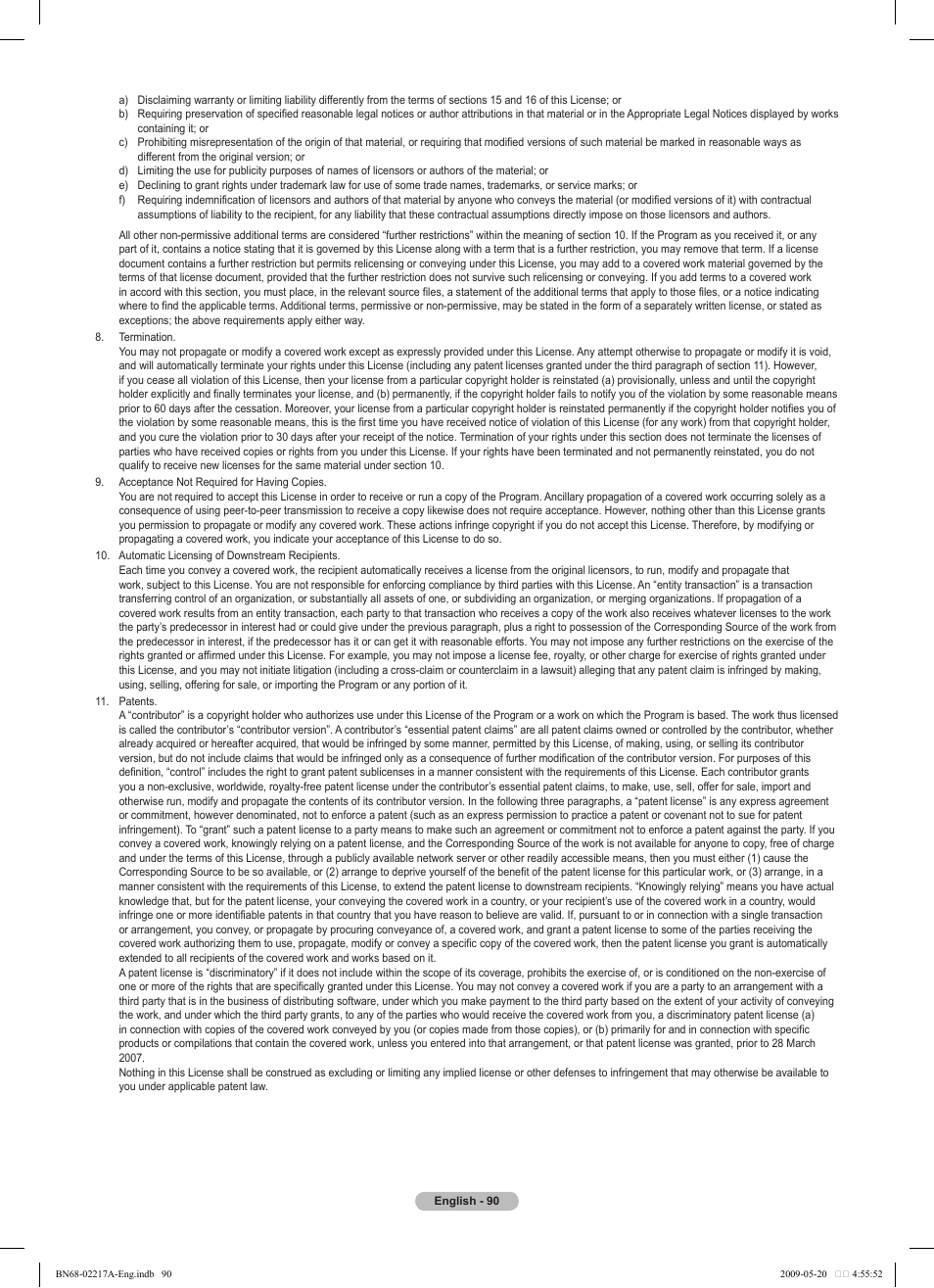 Samsung PS50B679S1S User Manual | Page 90 / 339