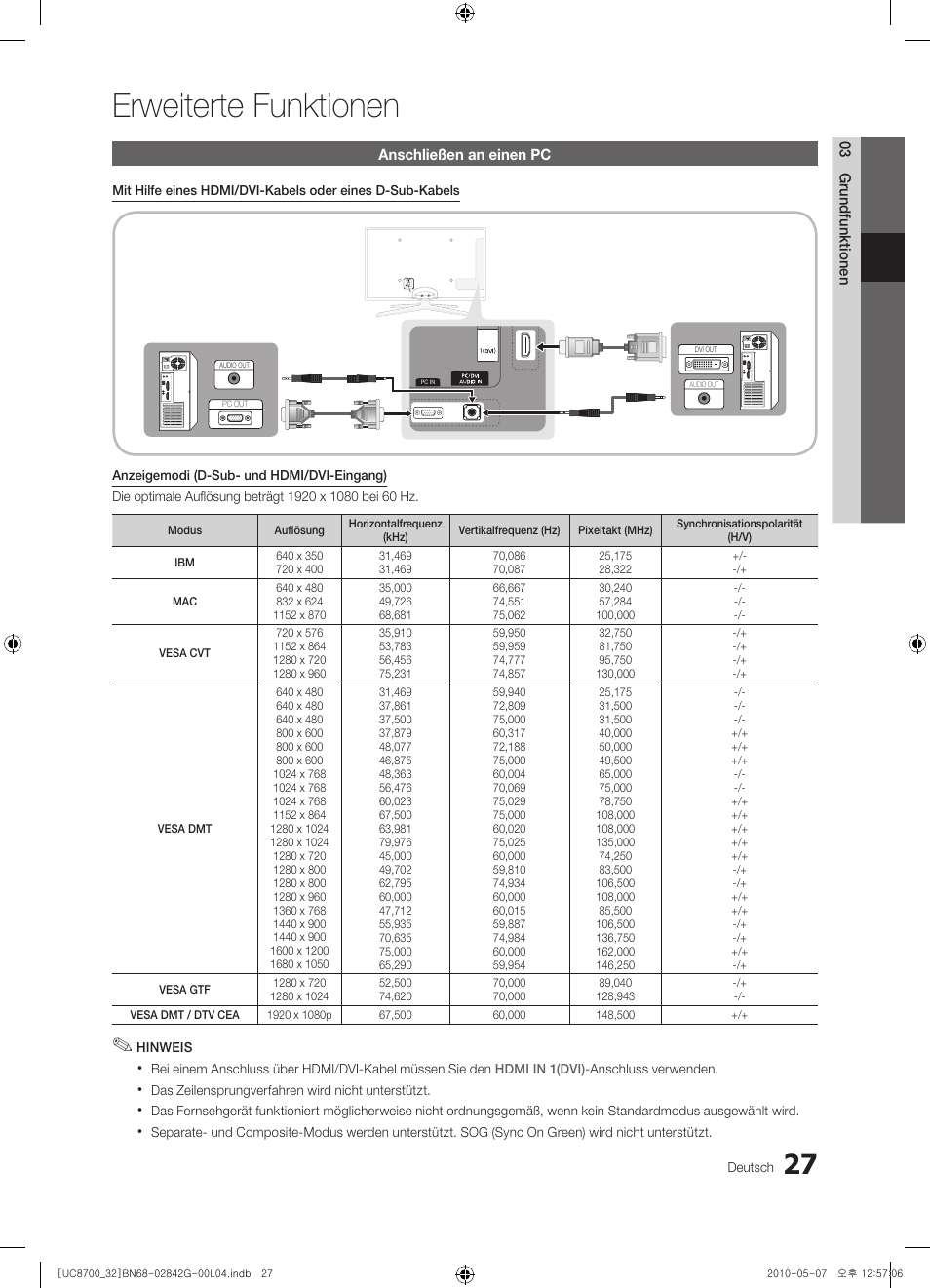 Erweiterte funktionen | Samsung UE32C8700XS User Manual | Page 151 / 249