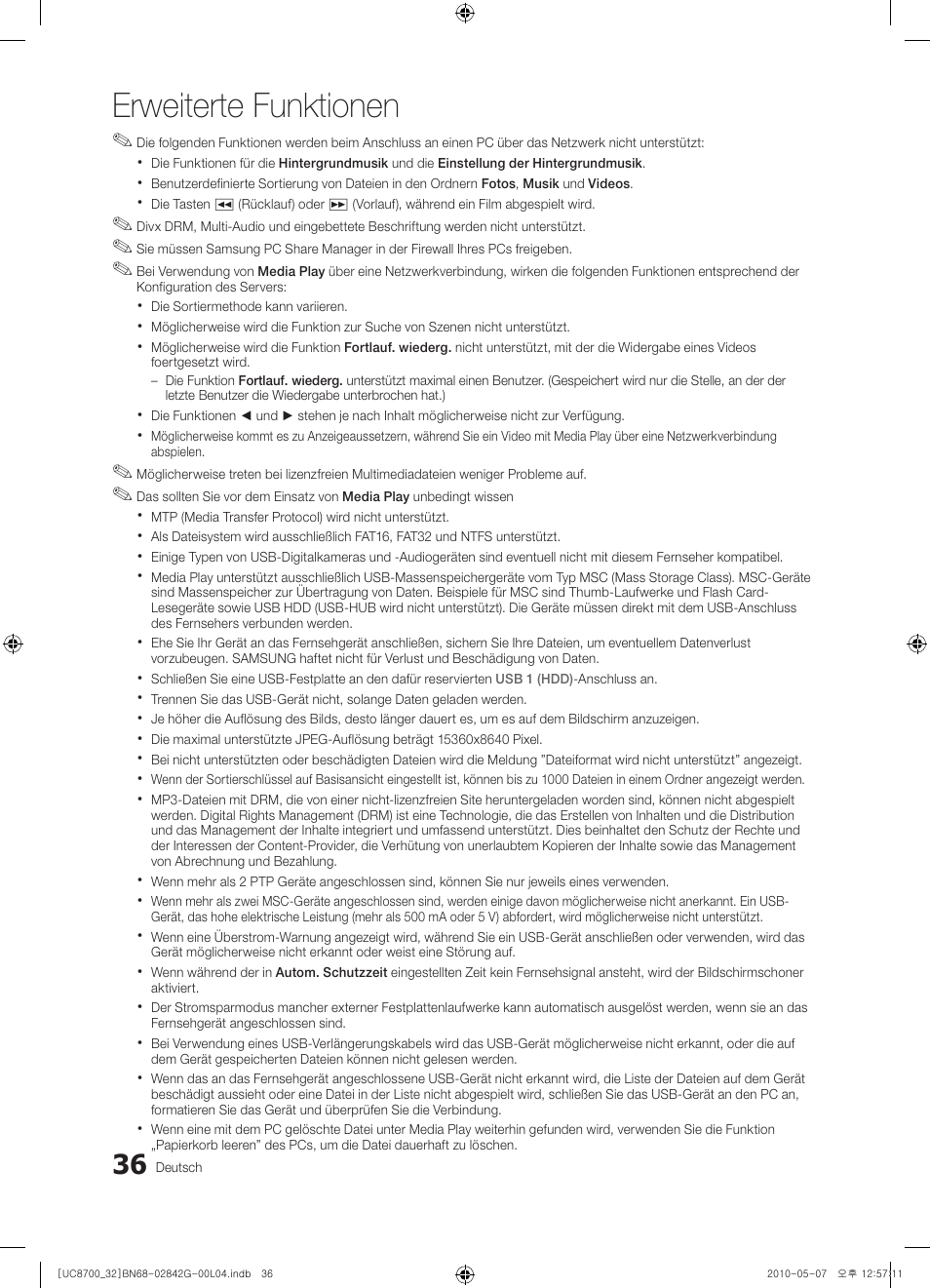 Erweiterte funktionen | Samsung UE32C8700XS User Manual | Page 160 / 249