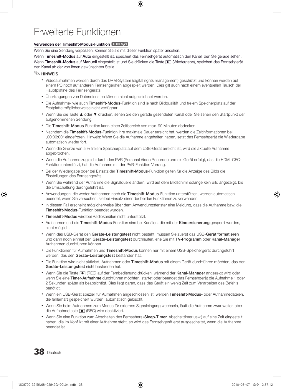 Erweiterte funktionen | Samsung UE32C8700XS User Manual | Page 162 / 249