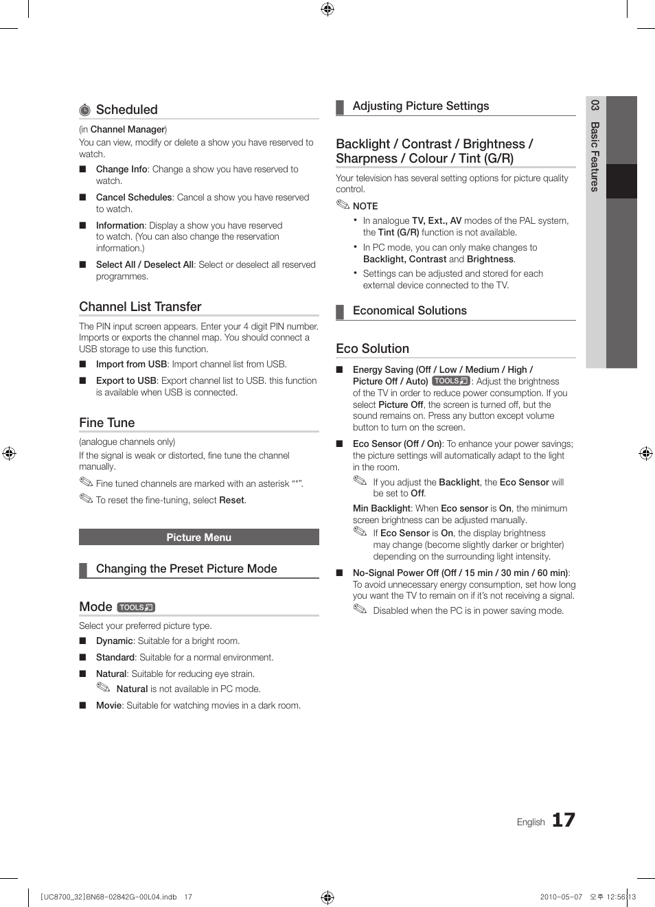 Samsung UE32C8700XS User Manual | Page 17 / 249