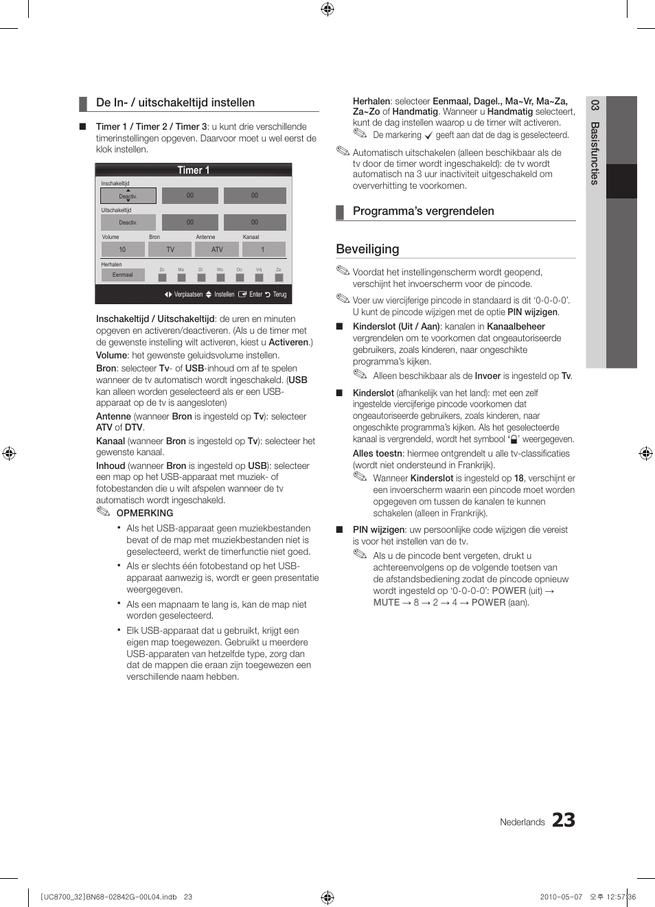 Beveiliging | Samsung UE32C8700XS User Manual | Page 209 / 249